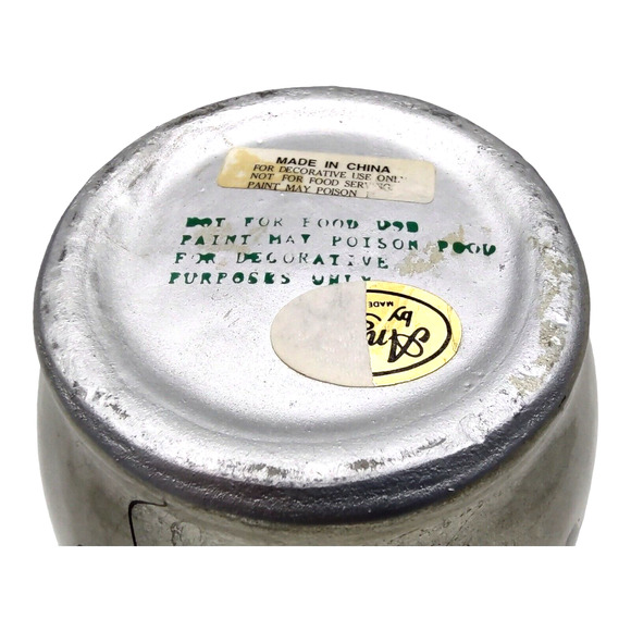 Andrea by Sadek 1970s Handpainted Ceramic Silver Vase Grapes and Leaves (b) - Picture 10 of 11